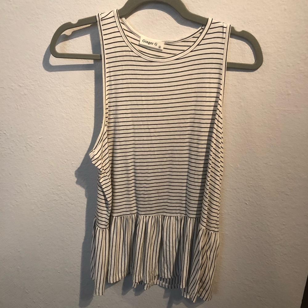 Ginger G peplum tank top Medium striped
